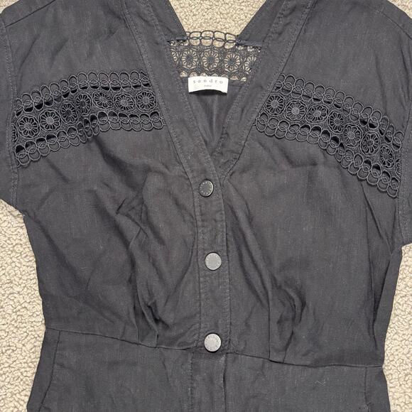 Sandro Nyane Linen-Blend Playsuit Romper Size XS - Picture 2 of 8